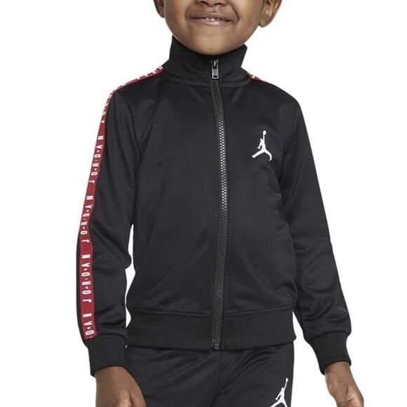 Nike Jordan Toddler Track Jacket 24M Black Red Jumpman Logo Zip Up - Picture 1 of 9